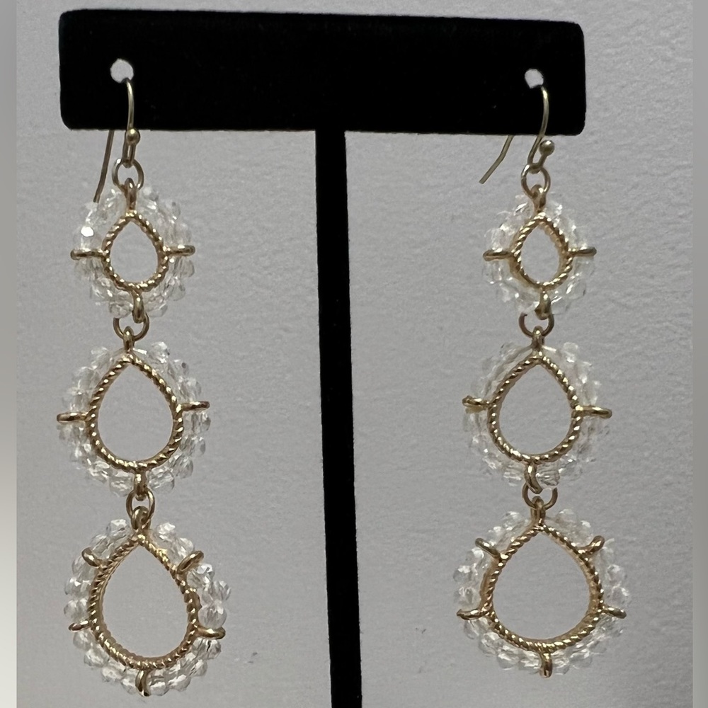 Clear White and Gold Fashion Earrings